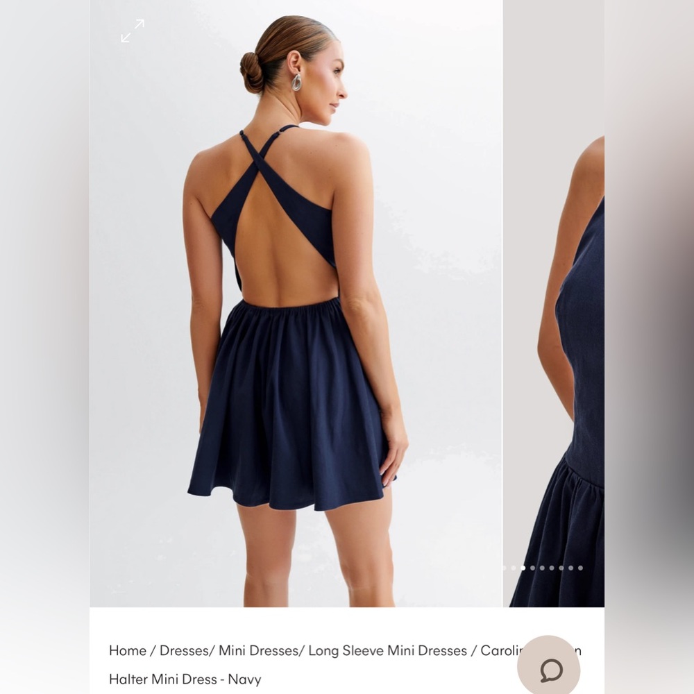 MESHKI CAROLINA Halter Mini Dress- NAVY